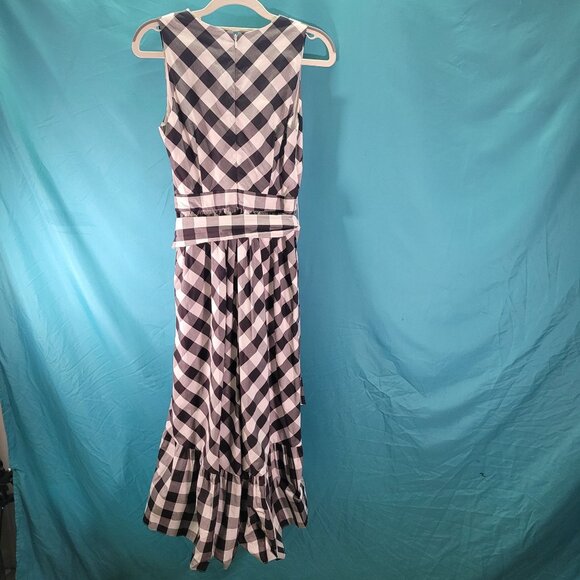 J. Crew Black & White Gingham Sleeveless Wrap Dress Size 0 - Picture 7 of 9